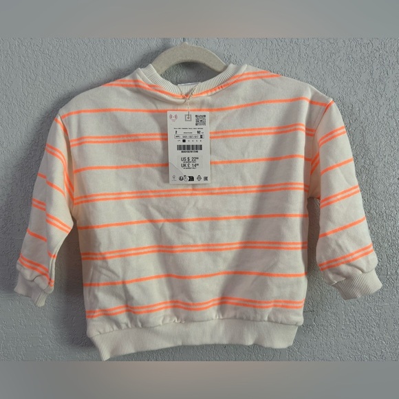 Zara Kids Cream and Orange Striped sweatshirt 2T - Picture 5 of 5